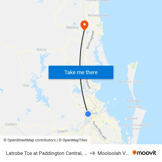 Latrobe Tce at Paddington Central, Stop 10 to Mooloolah Valley map