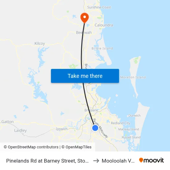 Pinelands Rd at Barney Street, Stop 70/71 to Mooloolah Valley map