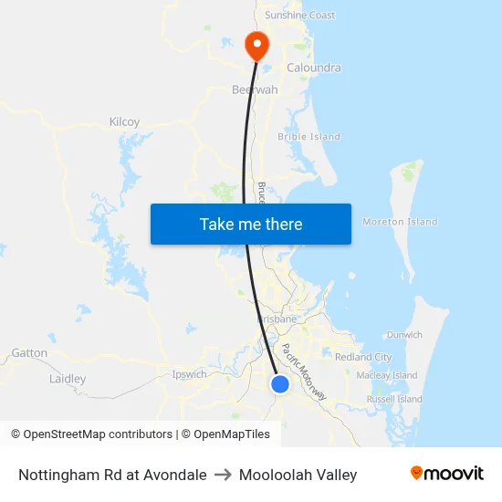 Nottingham Rd at Avondale to Mooloolah Valley map