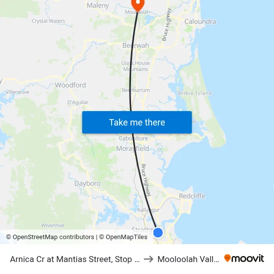 Arnica Cr at Mantias Street, Stop 56 to Mooloolah Valley map