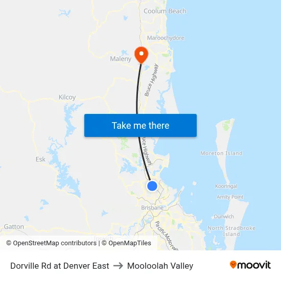 Dorville Rd at Denver East to Mooloolah Valley map
