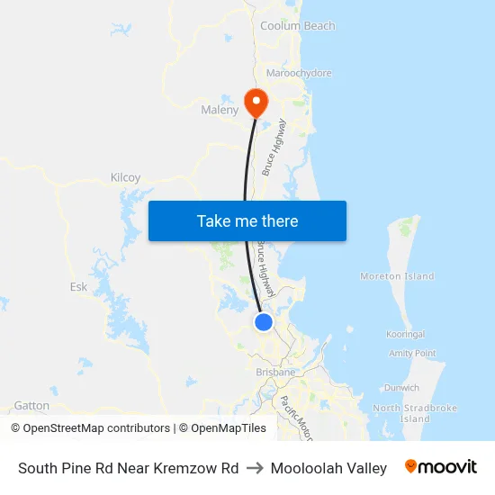 South Pine Rd Near Kremzow Rd to Mooloolah Valley map