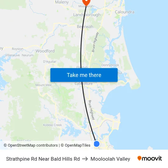 Strathpine Rd Near Bald Hills Rd to Mooloolah Valley map