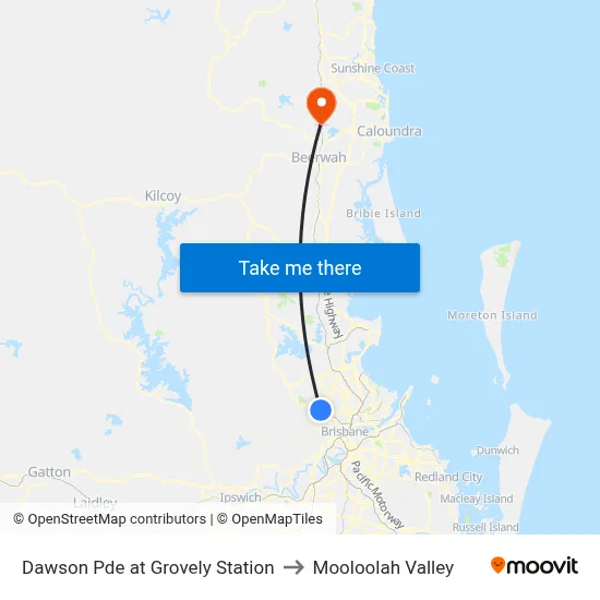 Dawson Pde at Grovely Station to Mooloolah Valley map