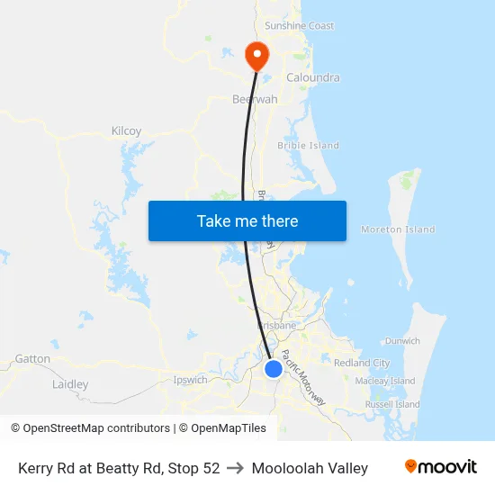 Kerry Rd at Beatty Rd, Stop 52 to Mooloolah Valley map
