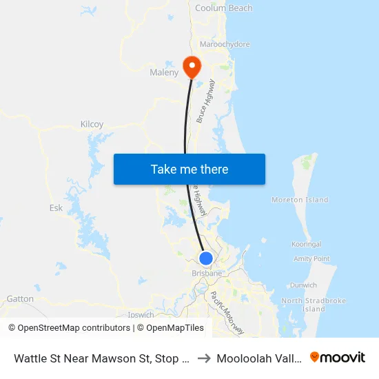 Wattle St Near Mawson St, Stop 35 to Mooloolah Valley map