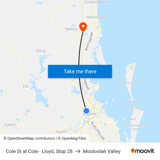 Cole St at Cole - Lloyd, Stop 28 to Mooloolah Valley map