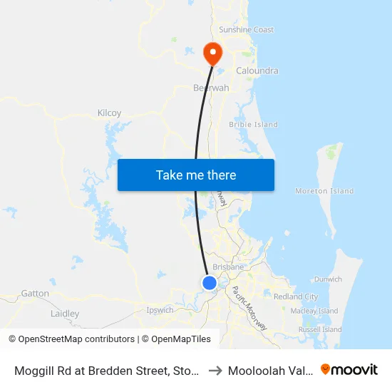 Moggill Rd at Bredden Street, Stop 32 to Mooloolah Valley map