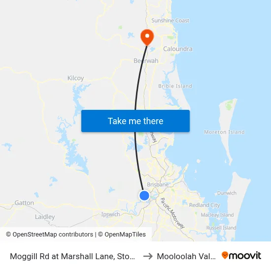 Moggill Rd at Marshall Lane, Stop 33 to Mooloolah Valley map