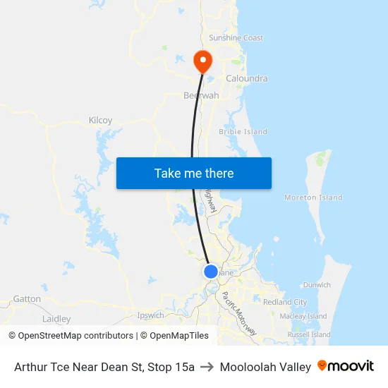Arthur Tce Near Dean St, Stop 15a to Mooloolah Valley map