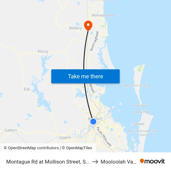 Montague Rd at Mollison Street, Stop 6 to Mooloolah Valley map