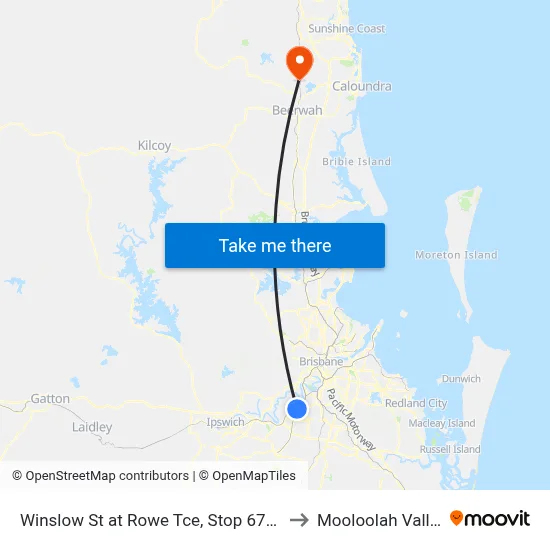 Winslow St at Rowe Tce, Stop 67/68 to Mooloolah Valley map