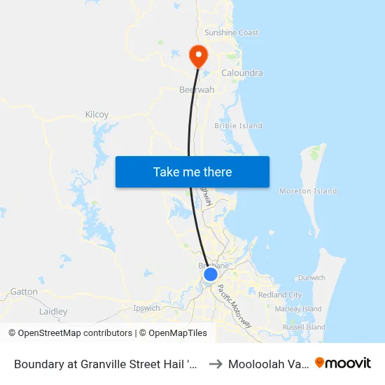 Boundary at Granville Street Hail 'N' Ride to Mooloolah Valley map