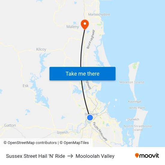 Sussex Street Hail 'N' Ride to Mooloolah Valley map