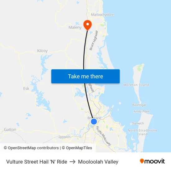 Vulture Street Hail 'N' Ride to Mooloolah Valley map