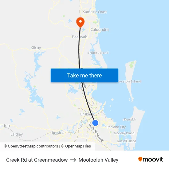 Creek Rd at Greenmeadow to Mooloolah Valley map