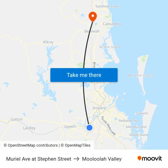 Muriel Ave at Stephen Street to Mooloolah Valley map