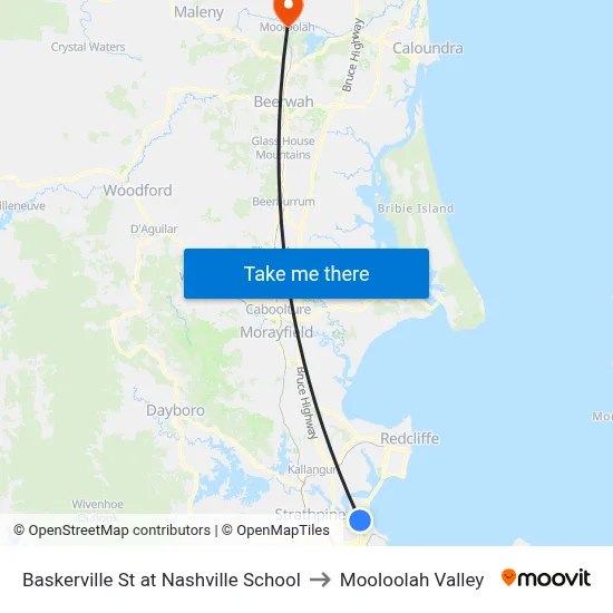 Baskerville St at Nashville School to Mooloolah Valley map