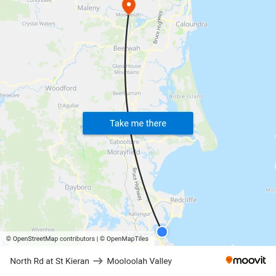 North Rd at St Kieran to Mooloolah Valley map