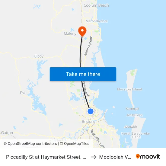 Piccadilly St at Haymarket Street, Stop 48 to Mooloolah Valley map