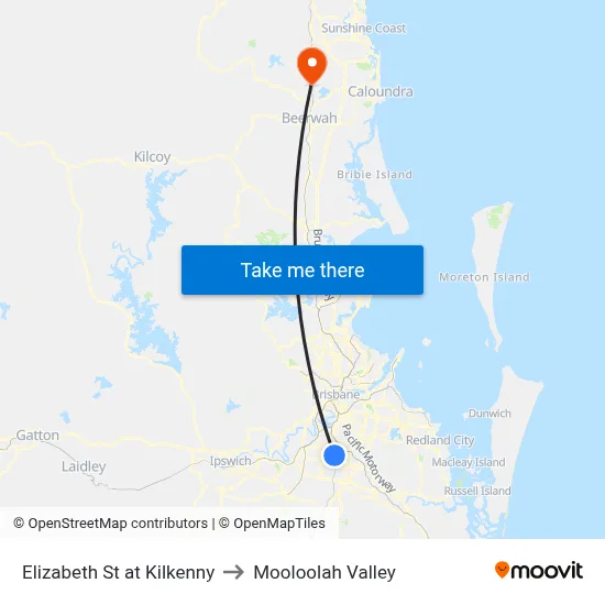 Elizabeth St at Kilkenny to Mooloolah Valley map