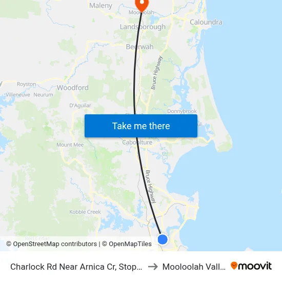 Charlock Rd Near Arnica Cr, Stop 55 to Mooloolah Valley map