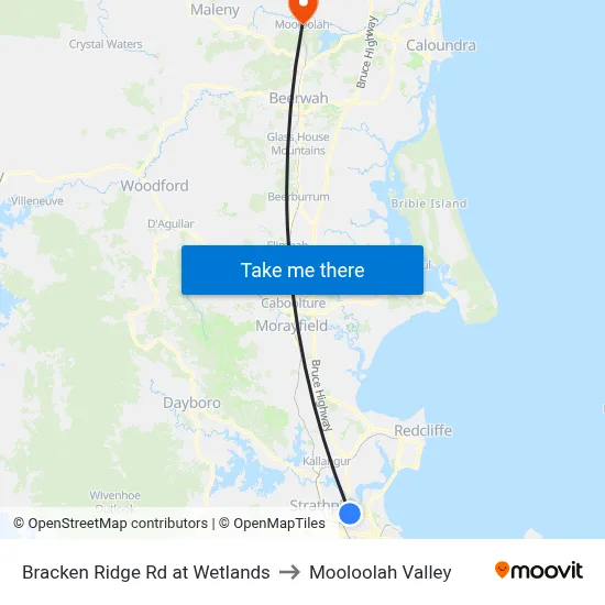 Bracken Ridge Rd at Wetlands to Mooloolah Valley map