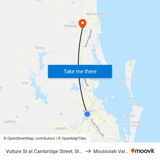 Vulture St at Cambridge Street, Stop 8 to Mooloolah Valley map