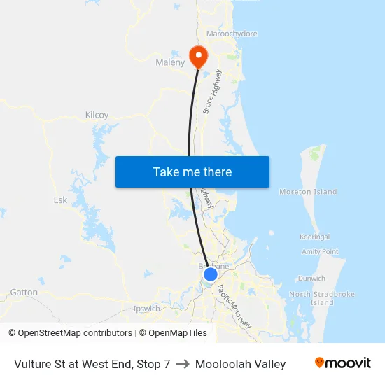 Vulture St at West End, Stop 7 to Mooloolah Valley map