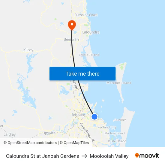 Caloundra St at Janoah Gardens to Mooloolah Valley map