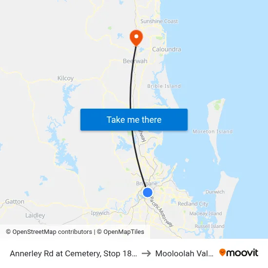 Annerley Rd at Cemetery, Stop 18/12 to Mooloolah Valley map
