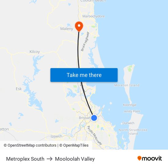 Metroplex South to Mooloolah Valley map