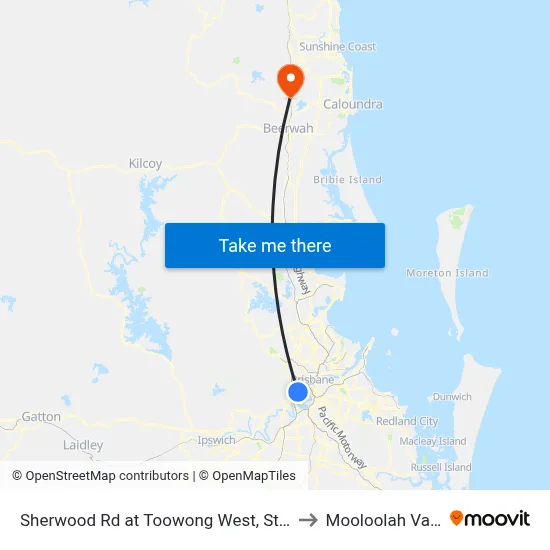 Sherwood Rd at Toowong West, Stop 22 to Mooloolah Valley map