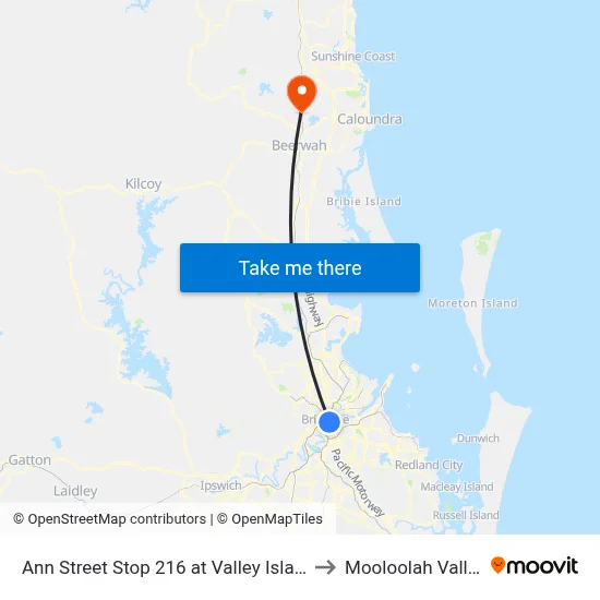 Ann Street Stop 216 at Valley Island to Mooloolah Valley map