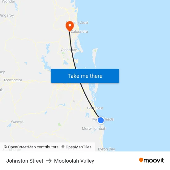 Johnston Street to Mooloolah Valley map