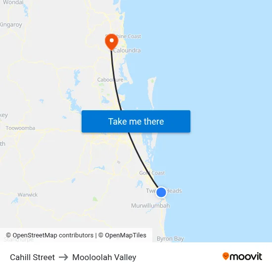 Cahill Street to Mooloolah Valley map