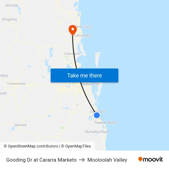 Gooding Dr at Cararra Markets to Mooloolah Valley map