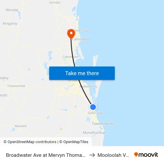 Broadwater Ave at Mervyn Thomas Drive to Mooloolah Valley map