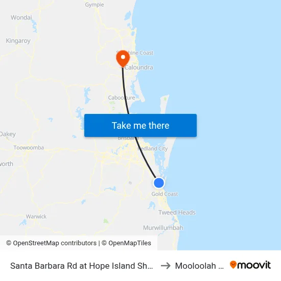 Santa Barbara Rd at Hope Island Shopping Centre to Mooloolah Valley map