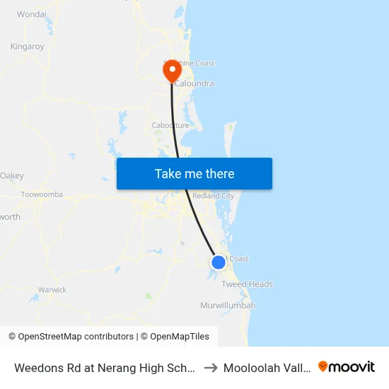 Weedons Rd at Nerang High School to Mooloolah Valley map