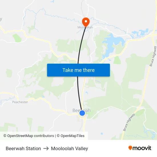 Beerwah Station to Mooloolah Valley map