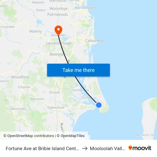 Fortune Ave at Bribie Island Central to Mooloolah Valley map