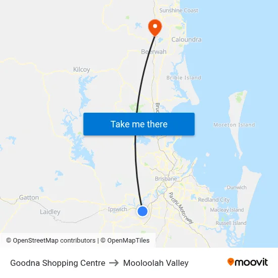 Goodna Shopping Centre to Mooloolah Valley map