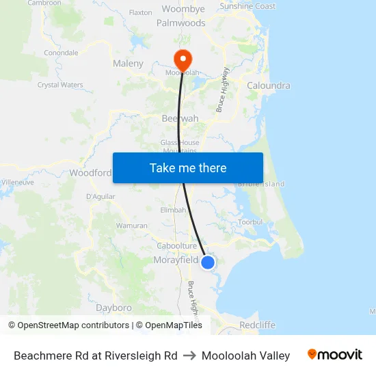 Beachmere Rd at Riversleigh Rd to Mooloolah Valley map