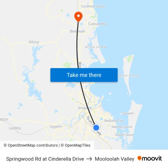 Springwood Rd at Cinderella Drive to Mooloolah Valley map