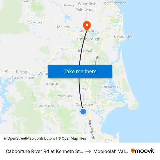 Caboolture River Rd at Kenneth Street to Mooloolah Valley map