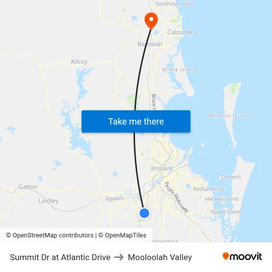 Summit Dr at Atlantic Drive to Mooloolah Valley map