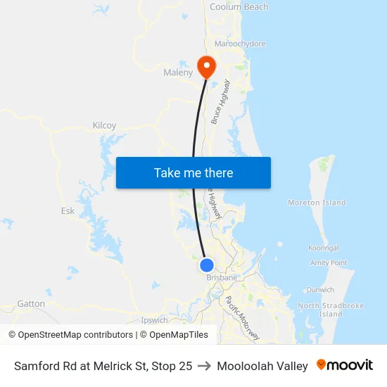 Samford Rd at Melrick St, Stop 25 to Mooloolah Valley map