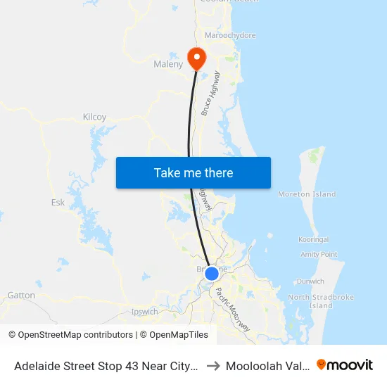 Adelaide Street Stop 43 Near City Hall to Mooloolah Valley map