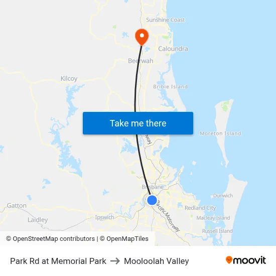 Park Rd at Memorial Park to Mooloolah Valley map